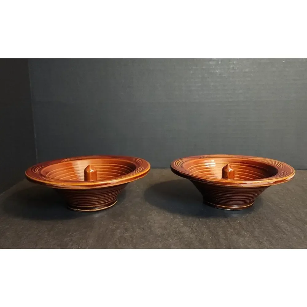 Vtg Apple Baker Hand Thrown Pottery Brown Stoneware 6.5